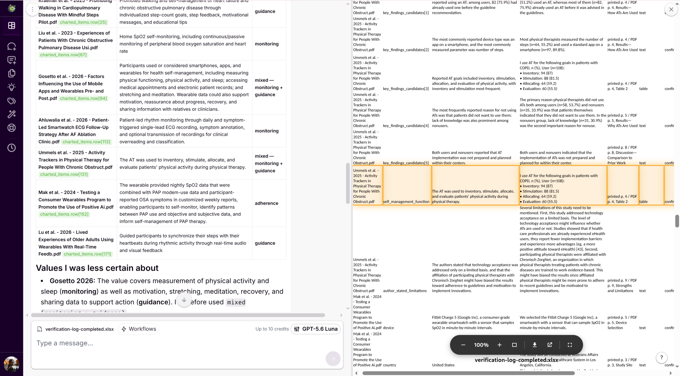 A mapping beside the dataset open at the cited row