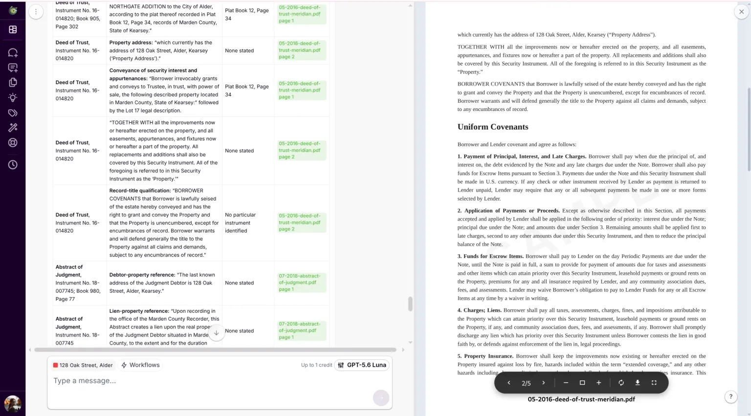 A citation opening the document viewer at a page